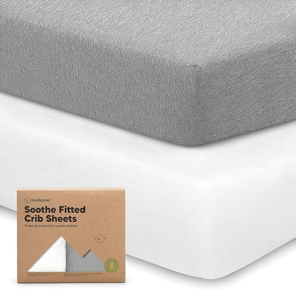 KeaBabies 2-Pack Organic Crib Sheets for Boys, Girls - 52x28 Fitted Crib Mattress Sheet Neutral, Breathable Jersey Cotton Cover for Baby Bed, Toddler Mattress, Soft & Cute Prints (Cloud)