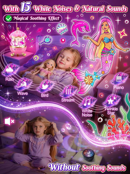 One Fire Princess Toys, 18 Films Girls Night Light Projector, 15 Soothing Sounds Baby Sound Machine, 360° Rotating Girls Bedroom Decor, Birthday Gifts for Girl, Princess Toys for Girl 4-6