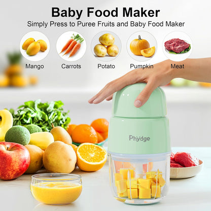 Baby Food Maker, Green Baby Food Blender, 10oz Baby Food Puree Maker, Food Processor for Baby Foods Fruit Vegetable Meat, 10-Second Quick Soft Food Prep for Baby