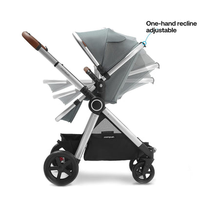 Mompush Ultimate2 Baby Stroller, Premium Convertible Full-Size Stroller for Toddler, Reversible Seat with One Hand Recline Adjustment, Car Seat Adapter Included