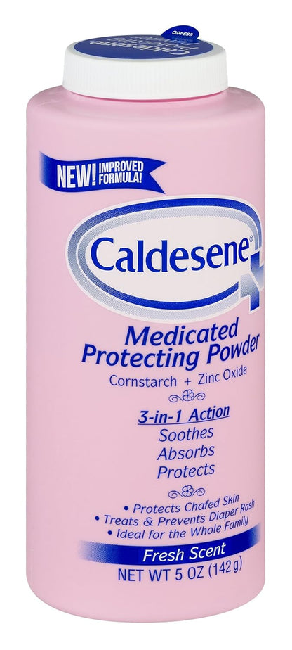 Caldesene Medicated Protecting Body Powder with Zinc Oxide and Cornstarch, Talc-Free Baby Powder Soothes & Protects, 5 Oz.