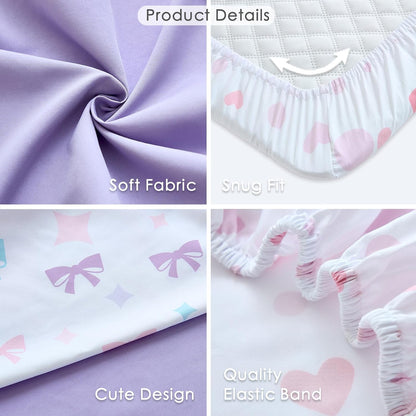 4 Pack Bedside Bassinet Sheets - 33"x20" Bassinet Sheets for Baby Delight, Angelbliss, Maxi-COSI & Most Regular Size Bedside Sleeper | Ultra Soft & Skin Friendly Bassinet Fitted Sheet for Girls