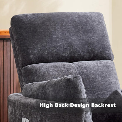 Power Recliner,Nursery Swivel Glider Rocking Chair with USB Port,Upholstered Adult Electric Recliner Rocking Chair with 2 Pillows for Living Room Bedroom (Beige Corduroy, Power-Driven)