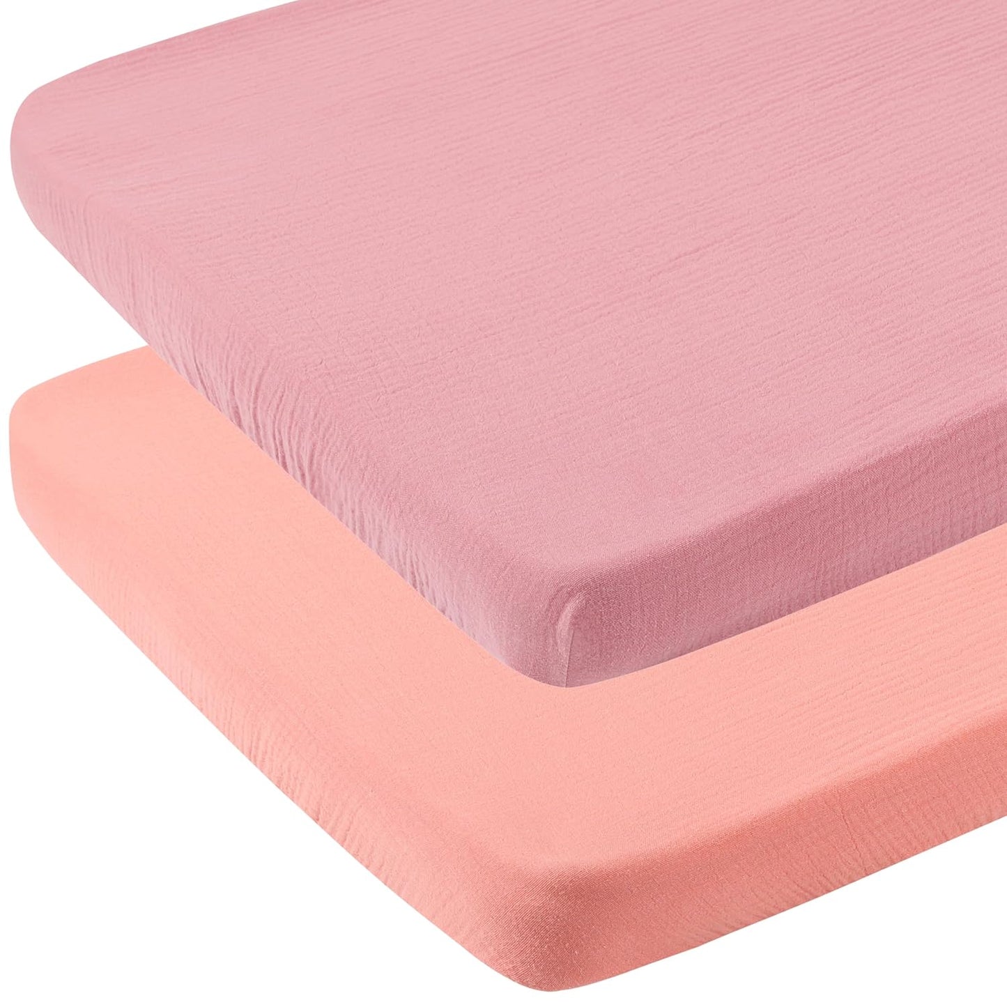 Onacosht Muslin Bassinet Sheets 33" x 19" Compatible with Mika Micky, KoolaBaby (3 in 1), BabyBond, HARPPA and RICUTON Bedside Bassinet, 2 Pack for Baby Boy and Girl, Natural and Rainbow