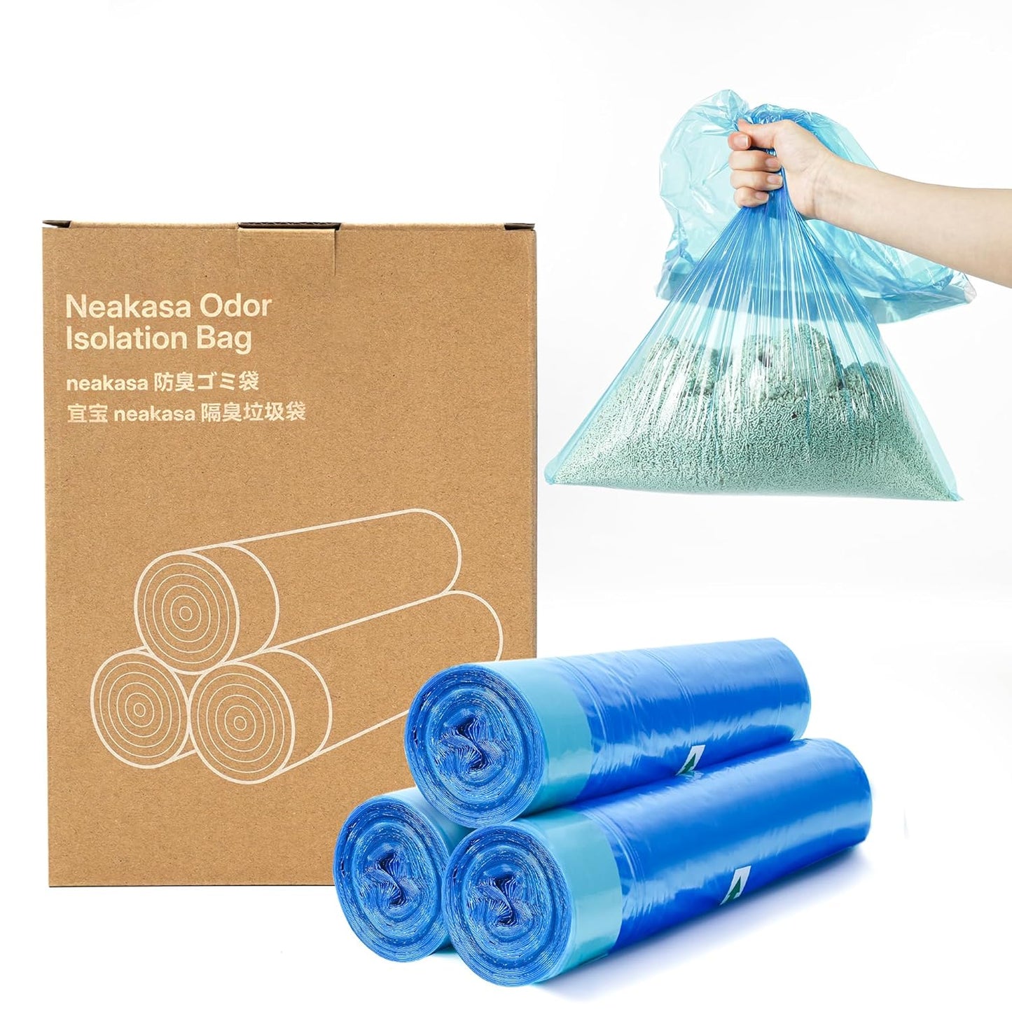 Neakasa PooGuard Litter Disposal Bin, 9.2L Trash Can for Cat Litter, Dog Waste & Diapers, with Viewing Window, Wider Opening, and 4-Month Refill Bag (Grey)