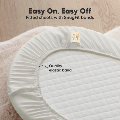 2-Pack Organic Bassinet Sheets for Girls, Boys - 100% Cotton Bassinet Mattress Sheets Compatible with Halo Bassinest Swivel Sleeper, Graco, Baby Delight, Chicco, Unisex Fitted Bassinet Sheets (Elly)
