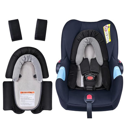 COOLBEBE Upgraded 3-in-1 Babybody Support & Strap Covers Set for Newborn Infant - Extra Soft Car Seat Insert Cushion Pad, Perfect for Carseats, Strollers, Swing, Black