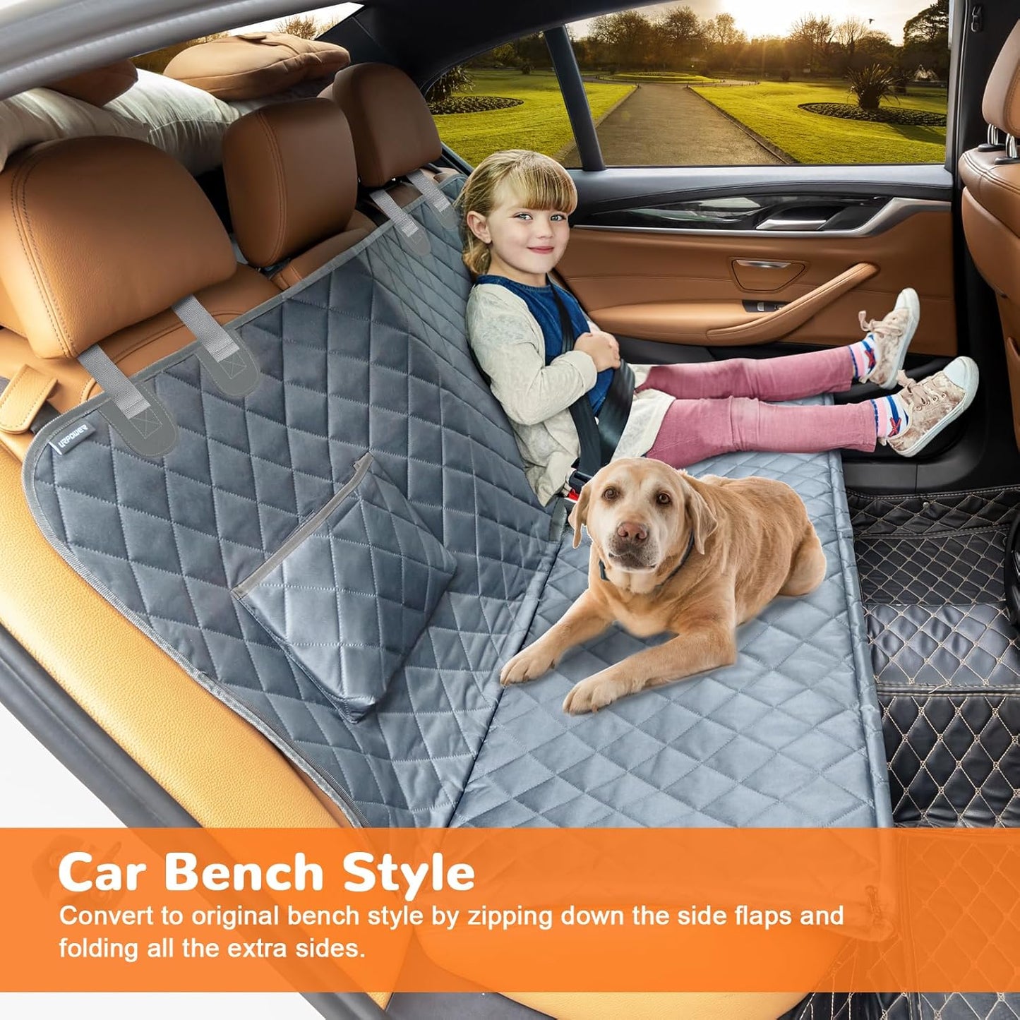 URPOWER Dog Car Seat Cover for Pets 100% Waterproof Seat Cover Hammock 600D Heavy Duty Scratch Proof Nonslip Durable Soft Back Seat Covers for Cars and SUVs