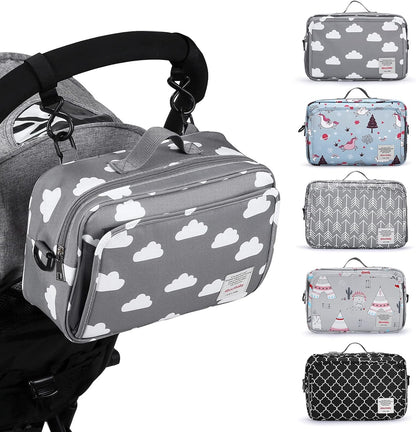 GOGOSO Baby Stroller Organizer Bag with Insulated Pocket, Universal Fit Most Strollers, Space for Diapers, Wipes & Toys, Flowers