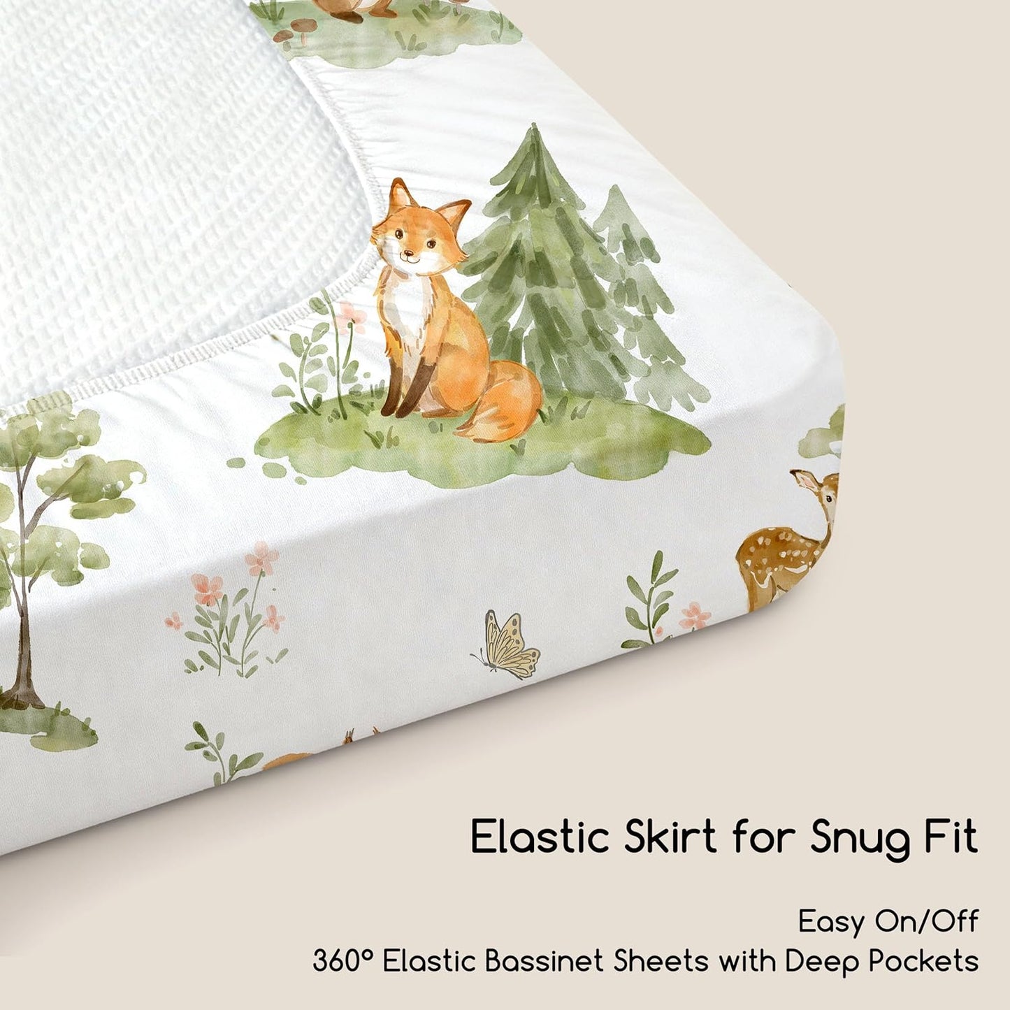 Bedside Sleeper Bassinet Fitted Sheets 20 x 33, 3 Pack Baby Delight Beside Me Dreamer,Babybond,Jimglo,koola,cowiewie,fodoss, Dream On Me Baby Square Bassinet, Pink Animal