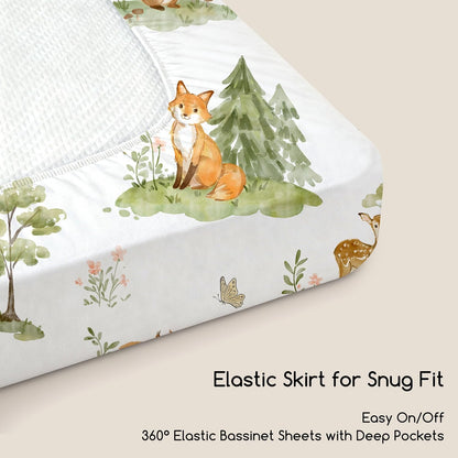Bedside Sleeper Bassinet Fitted Sheets 20 x 33, 3 Pack Baby Delight Beside Me Dreamer,Babybond,Jimglo,koola,cowiewie,fodoss, Dream On Me Baby Square Bassinet, Pink Animal