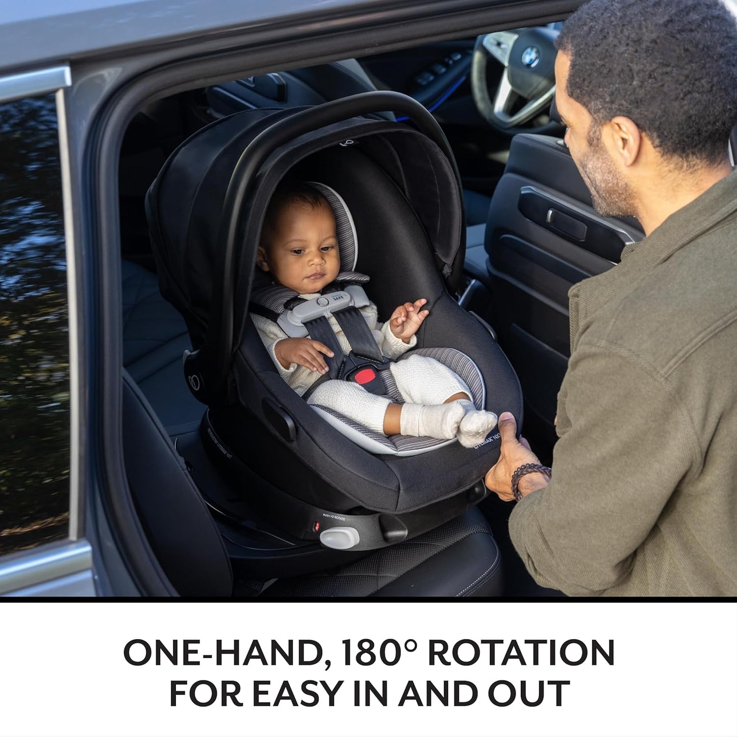 Evenflo Revolve180 LiteMax NXT Rotating Rear-Facing Lightweight Preemie and Infant Car Seat 3-30lbs. with SensorySoothe. Easy Install with Base (Agate Purple)