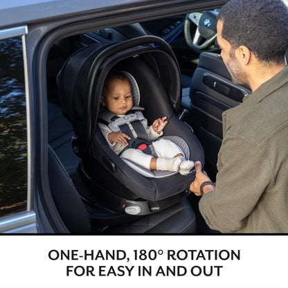 Evenflo Revolve180 LiteMax NXT Rotating Rear-Facing Lightweight Preemie and Infant Car Seat 3-30lbs. with SensorySoothe. Easy Install with Base (Agate Purple)