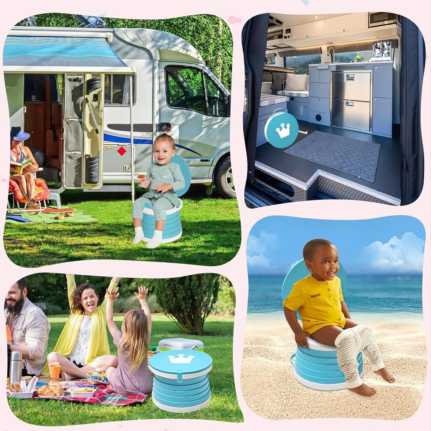 Portable Potty Chair for Toddlers with Splash-Proof Design, Foldable Travel Potty with Bag & 30 Refills - Kids Toilet for Car, Camping, Indoor - Easy Clean Baby Potty Training Seat(Red-blue)