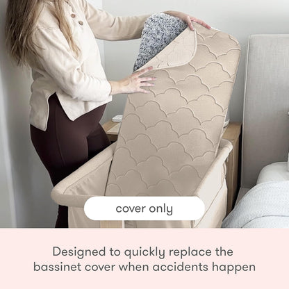 Newton Baby Extra Bassinet Cover, Breathable Safety, Removable Dual-Layer Cover, Completely Washable, Non-Toxic Cotton, Sandstone (Cover ONLY) Compatible ONLY with Newton BASSINETS