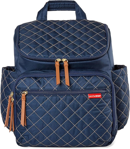 Skip Hop Diaper Bag Backpack: Forma, Multi-Function Baby Travel Bag with Changing Pad & Stroller Attachment, Navy