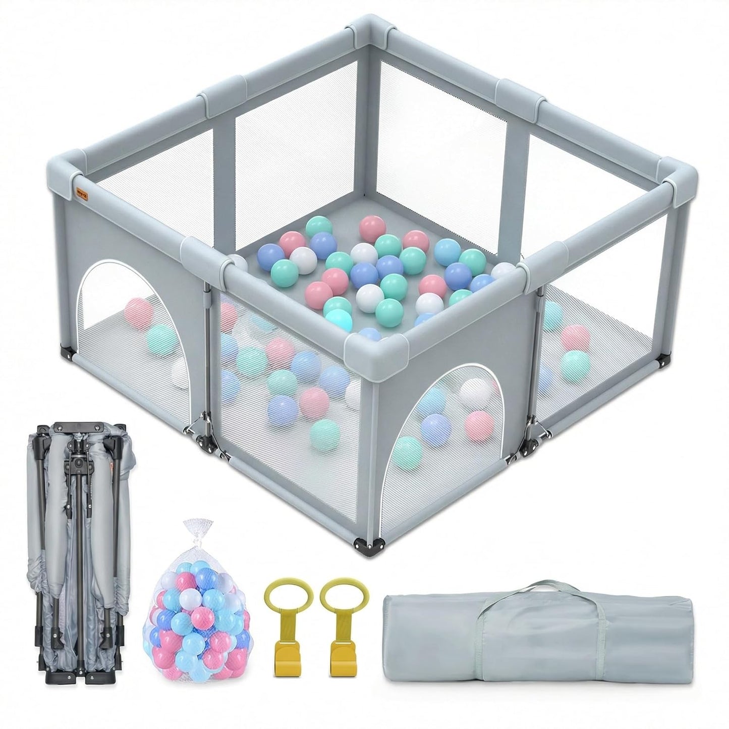 Baby Playpen Foldable, Heyo.Ja Large Play Yard, Playpen for Babies and Toddlers, Play Pens for Babies and Toddlers with Gate, Indoor & Outdoor Portable Play Pen (71"×59")