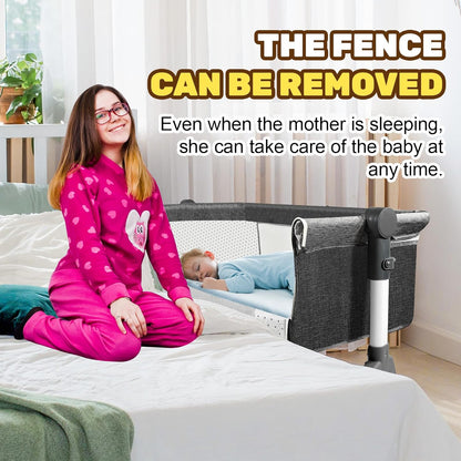 AOBOTE Baby Bassinet,Foldable Newborn Crib with Mosquito Net and Wanxiang Silent Wheel, Adjustable Height,Bassinet Bedside Sleeper (AB010011-1)
