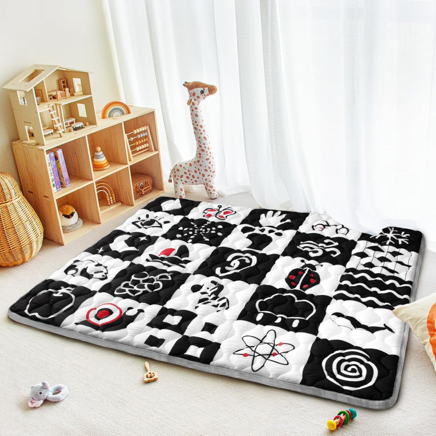 Baby Play Mat, 50x50 Playpen Mat with Super Soft Touch, Activity Mats with Upgraded Anti-Slip Bottom, Machine Washable Crawling Mats for Floor & Picnic (Animal Alphabets)