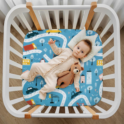 Cloele Square Playard Fitted Sheet 36x36, Ultra Soft Polyester Playpen Sheet for Baby & Pet, Dogs Pattern Pack and Play Crib Sheets, Portable Playard Mattress Cover