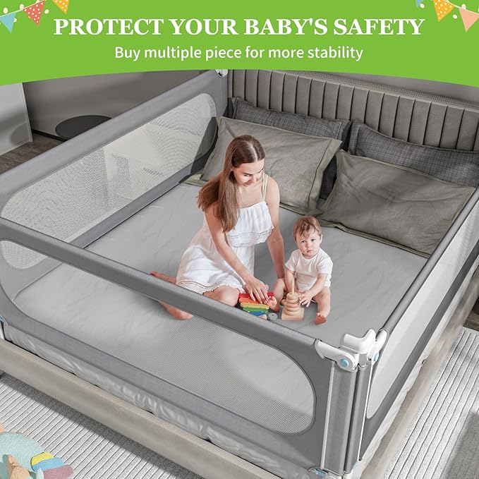 yulongtengfei 3-Piece King Size Bed Rail for Toddlers - Adjustable Height Guard with Sturdy Installation, Kids Safety Bed Rail for King Size Bed