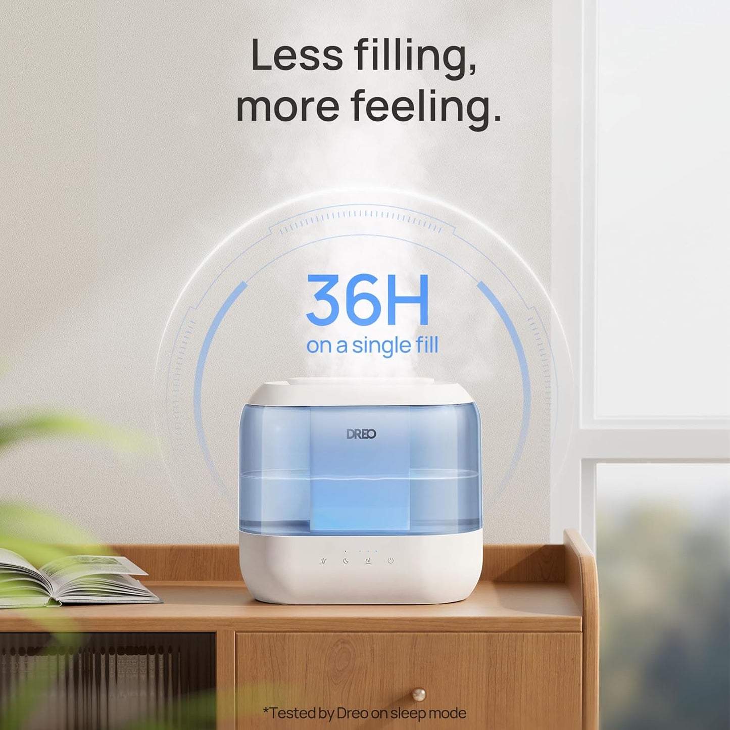 Dreo Humidifiers for Bedroom, 4L Top Fill for Large Room, 36H Runtime, 28 dB Quiet Supersized Cool Mist Air Humidifier for Baby Nursery, Plants, Indoor, Night Light, Easy to Clean & Fill, White