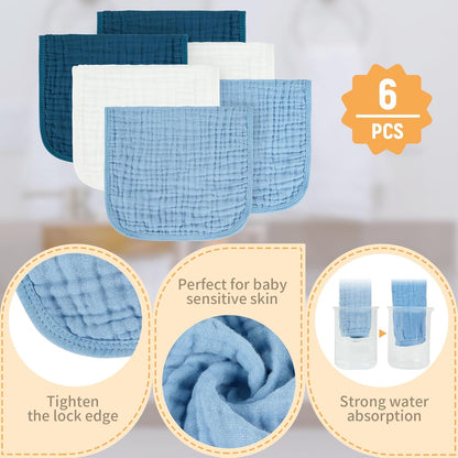Muslin Burp Cloths 100% Cotton Baby Burp Cloths Soft, Absorbent 10x20 inches for Girls and Boys Baby Essentials