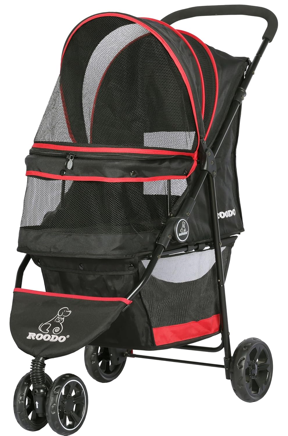 ROODO Escort 3 Wheel Dog Cat Pet Stroller for Small/Medium Dogs Cats Best Lightweight Foldable Portable Compact Jogger All Terrain Travel Pet Gear System Puppy Doggie Bunny Kitty Stroller(Grey)