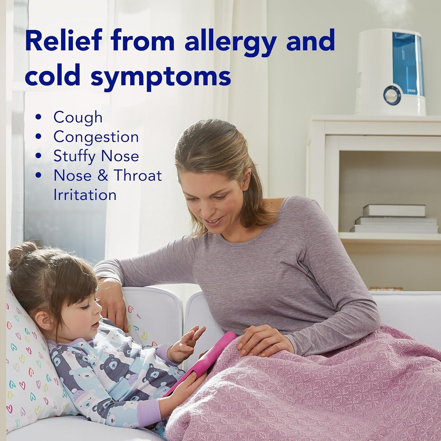 Vicks Warm Mist Humidifier Filter-Free 1-Gal Tank, Auto Shut-Off, Night Light, VapoPad and VapoSteam Compatible