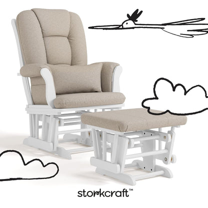 Storkcraft Tuscany Glider with Ottoman (Black/Gray) — GREENGUARD Gold Certified, Bonus Lumbar Cushion Included, Solid Wood Base, Smooth Motion, Award-Winning Nursery Rocking Chair, Glider and Ottoman