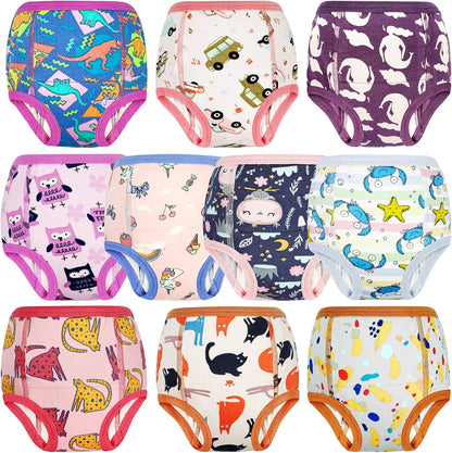 MooMoo Baby Potty Training Underwear 10 Packs Absorbent Toddler Training Pants for Boys and Girls Cotton Pee Pants 2T-9T