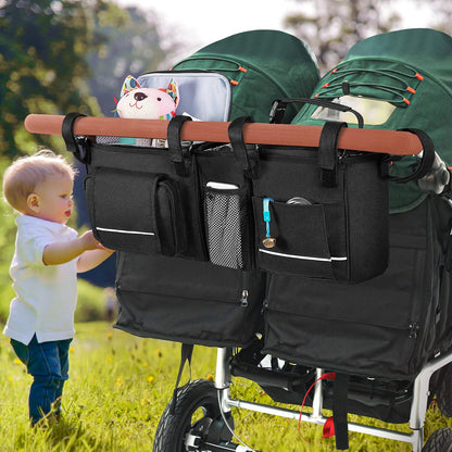 HODRANT Double Stroller Organizer Compatible with BOB Duallie & Compatible with Baby Jogger City Mini GT2 Stroller, Double Stroller Parent Console with Detachable Cooler & Cup Holder, Patent Pending