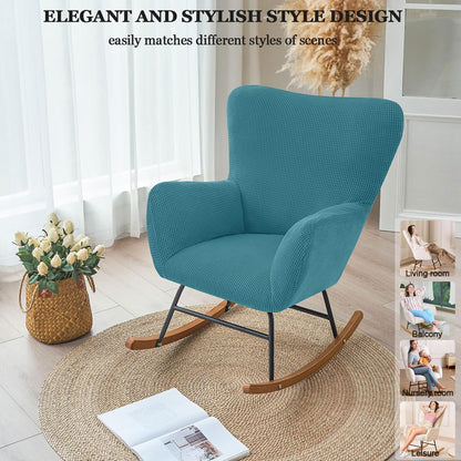 Levoberg Nursery Rocking Chair Cover Stretch Rocker Glider Chairs Cover Slipcovers Jacquard Rocking Accent Chair Cover Recliner Armchair Slipcover for Nursery Living Room Bedroom Office Black