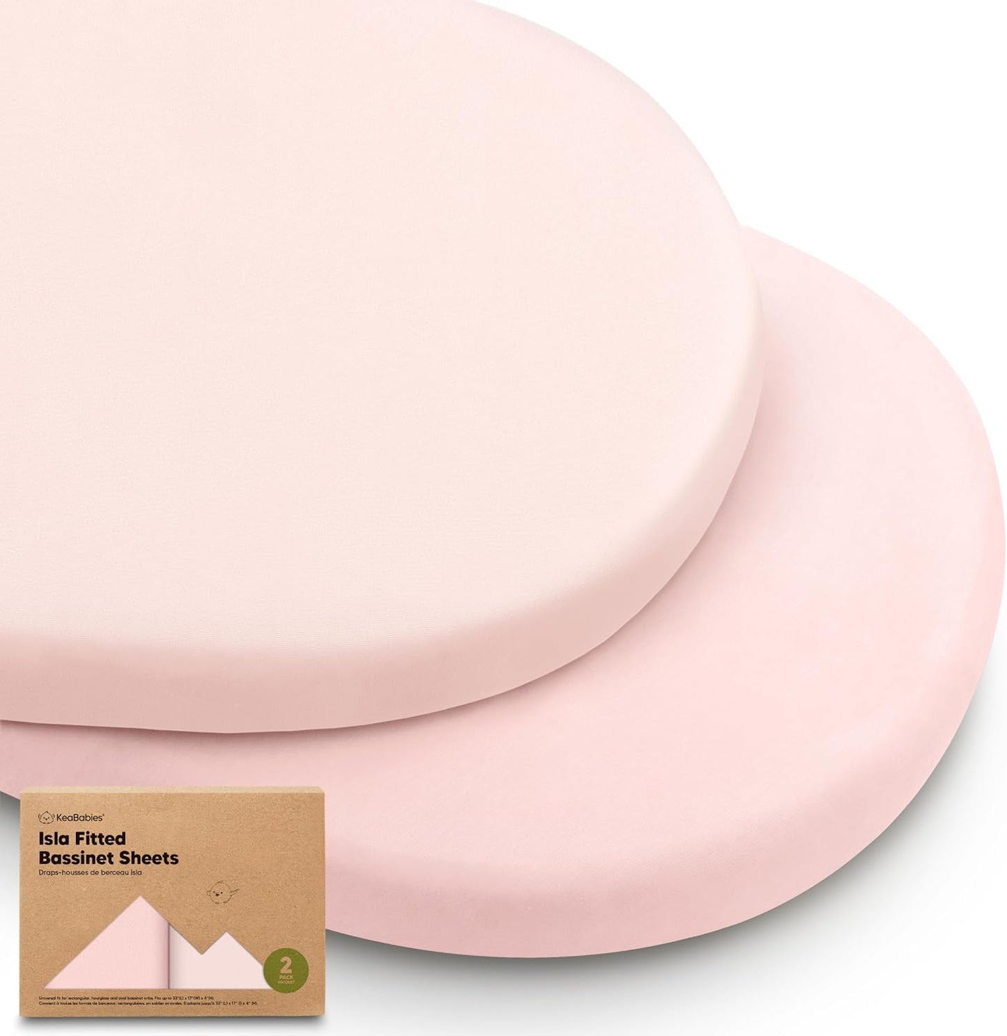 2-Pack Baby Bassinet Sheets Girl, Boy - 33x17 Viscose Derived from Bamboo Bedside Mattress Fitted Bassinet Sheets, Compatible with Halo Bassinest Swivel Sleeper, Baby Delight, Graco (Pecan)