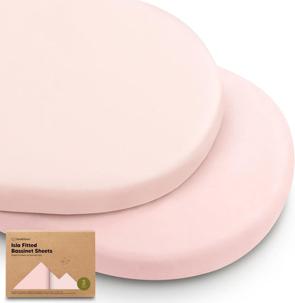 2-Pack Baby Bassinet Sheets Girl, Boy - 33x17 Viscose Derived from Bamboo Bedside Mattress Fitted Bassinet Sheets, Compatible with Halo Bassinest Swivel Sleeper, Baby Delight, Graco (Pecan)