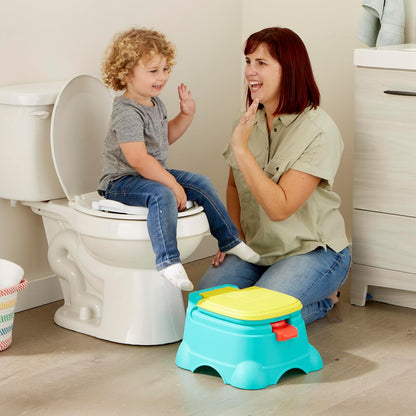 Sesame Street Cookie Monster Terrific 3 in 1 Potty Training Toilet Seat and Step Stool, Easy Clean Design with Flush Handle and Sounds, Portable, Great for Travel, Perfect for Toddler Boys & Girls 1-3