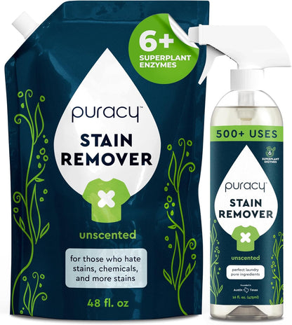 Puracy Stain Remover, Travel and Laundry Stain Cleaner for Clothes, Baby Essentials, Kids Stains, Oil and Fabric Spot Cleaner (Stain Remover Spray, 12 fl oz)