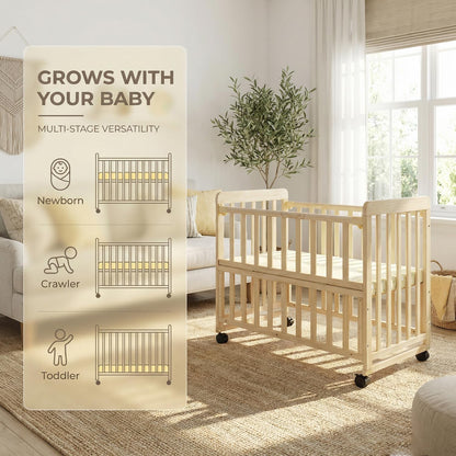 Baby Bassinets Bedside Sleeper, 3 in 1 Baby Bassinet, Adjustable Easy Folding Portable Bed, with Mosquito Nets, Large Storage Bag, Comfortable Mattresses, for Infant/Baby/Newborn (Gray)