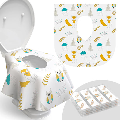 Relyo Disposable Toilet Seat Cover for Travel – 20 Pack with Covers Wrapped in Sets of 2, Non-Flushable Liners, Fits Most Seats – Kids, Toddlers, Adults (Dinosaurs, 20)