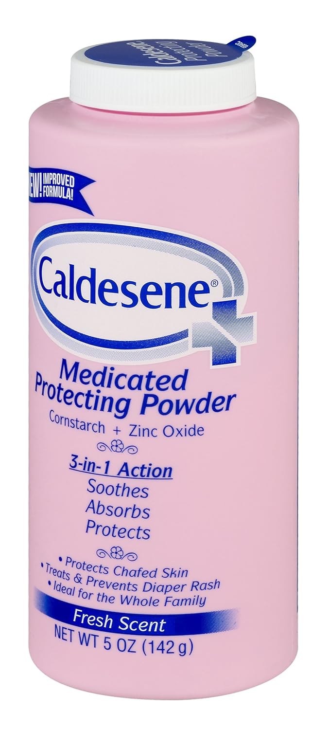 Caldesene Medicated Protecting Body Powder with Zinc Oxide and Cornstarch, Talc-Free Baby Powder Soothes & Protects, 5 Oz.