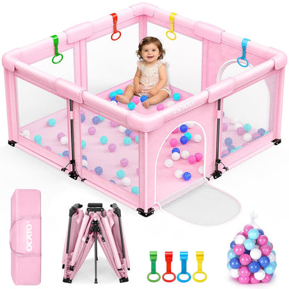 OCATO Baby Playpen Play Pen: Foldable Playpen for Babies and Toddlers Playard for Indoor Outdoor Activity Center Game Fence Safety Area Toddler Play Pen for Babies 6-12 Months Baby Gifts (50" × 50")
