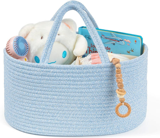 Diaper Caddy Organizer, Empty Gift Basket for Newborn Essentials, Baby Storage Basket, Stylish Gift Bag for Baby Shower, Boys and Girls – Small, White and Beige Brown