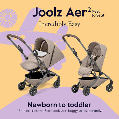 Joolz Aer2 Nest-to-Seat Accessory - Parent-Facing Compact Travel Stroller Seat for Newborn to Toddler (Up to 33 lbs) –Lightweight One-Hand Fold – Airplane Approved – Space Black (Chassis Not Included)