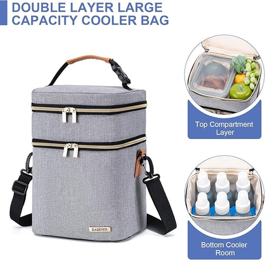 Breastmilk Cooler Bag with Ice Pack Fits 6 Baby Bottles Up to 9 Ounce