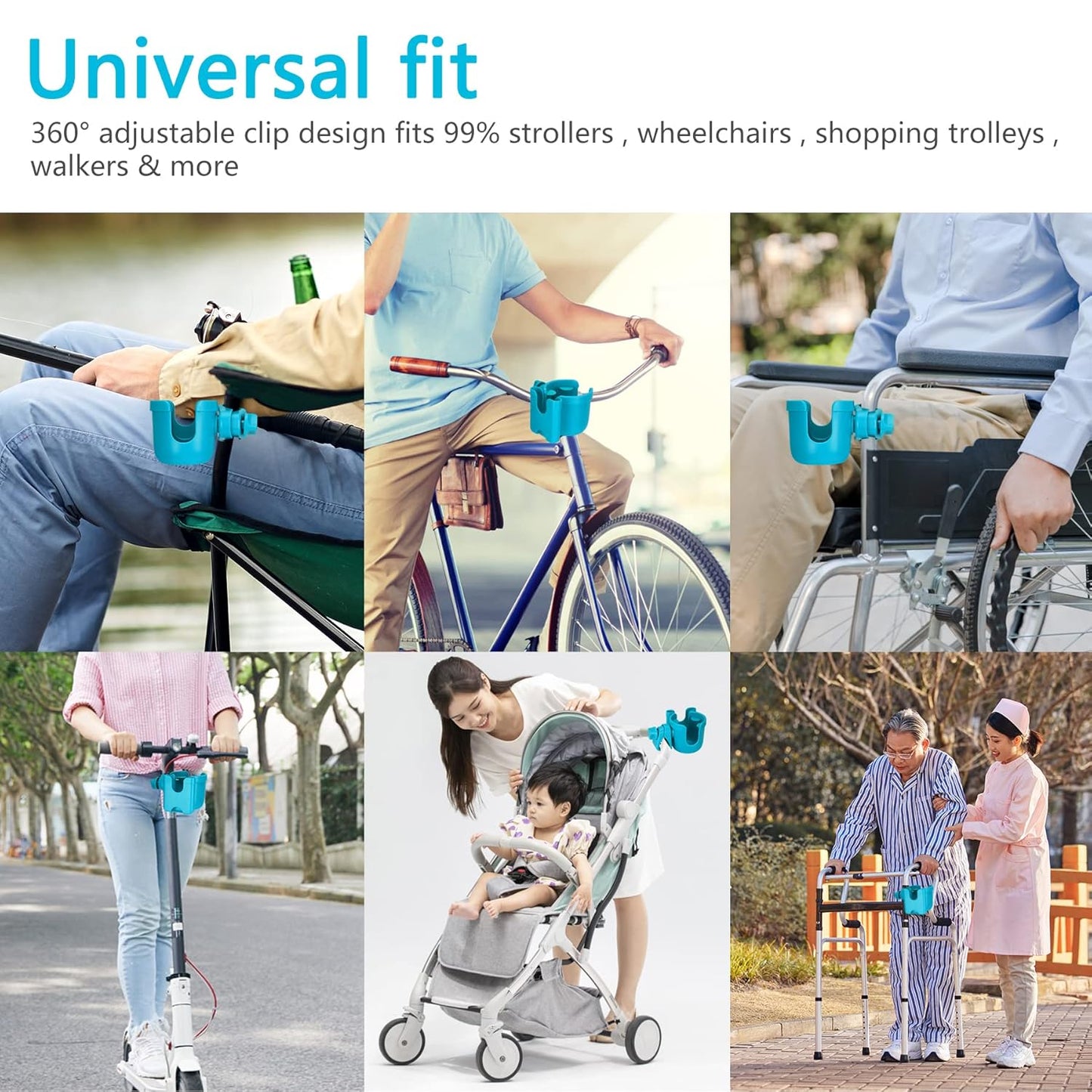 Suranew Adjustable Stroller Cup Holder with Phone Holder for Baby Stroller for Family Members, Walker Purple