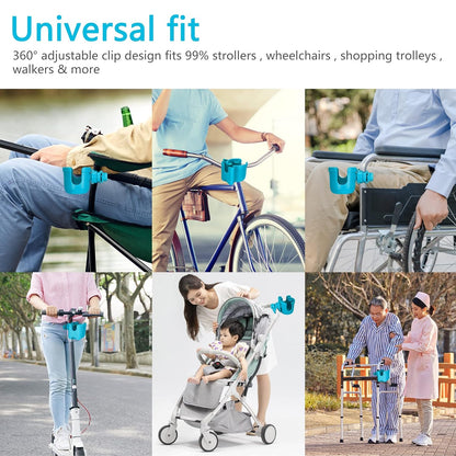 Suranew Adjustable Stroller Cup Holder with Phone Holder for Baby Stroller for Family Members, Walker Purple