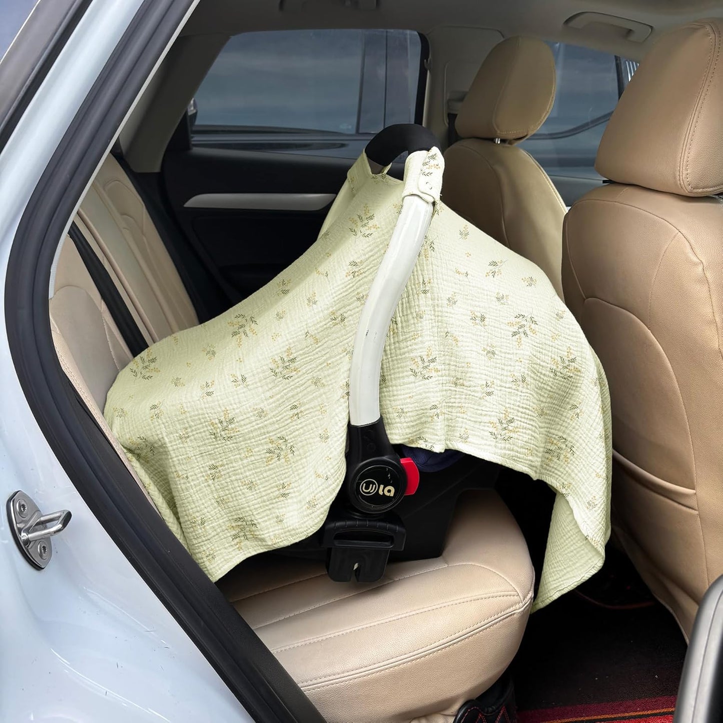 100% Muslin Cotton Car Seat Cover Baby, Carseat Canopy Cover, Universal Fit Stroller Covers for Boys and Girls (Blue)