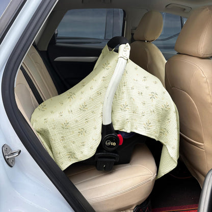 100% Muslin Cotton Car Seat Cover Baby, Carseat Canopy Cover, Universal Fit Stroller Covers for Boys and Girls (Blue)