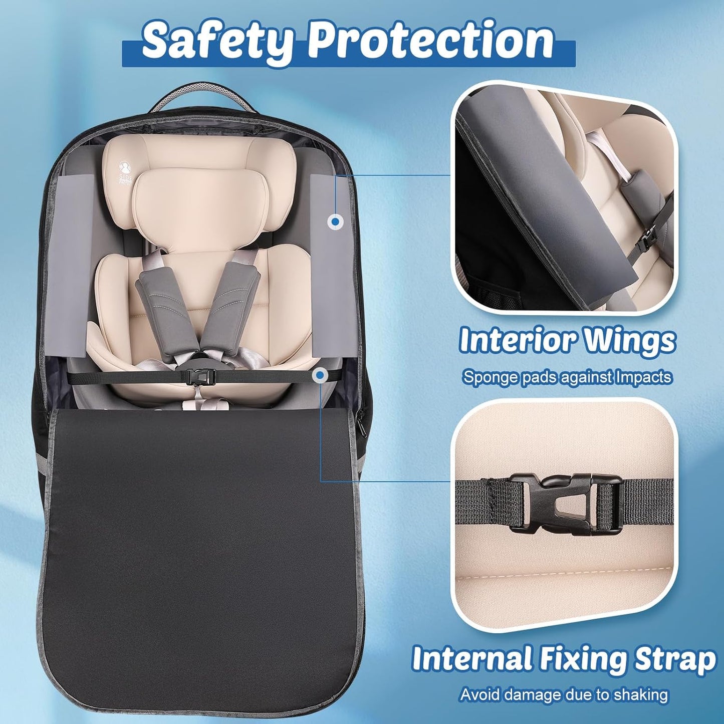 Guiseapue Car Seat Travel Bag for Airplane: Car Seat Bags for Air Travel Fit All Car Seats, Infant Carriers & Booster Seats, Carseat Cover Fit Doona Graco Evenflo, First Mothers Day Gifts for New Mom