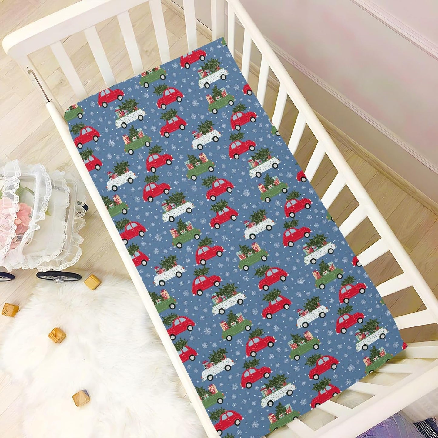 Baby Crib Sheet Cute Goose Flowers Crib Mattress for Boys and Girls Playard Sheet Soft Breathable Fitted Baby Mattress Cover 52x28in